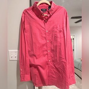 Pink button down collared dress shirt